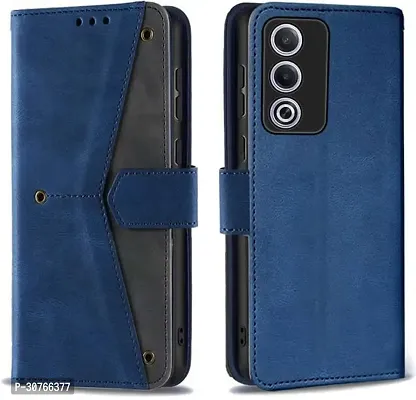 Rahishi Artificial Leather Flip Cover Compatible for OPPO A3 Pro 5G CPH2665 Designed Blue