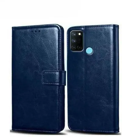 Rahishi Flip Cover Compatible for Realme 7i Back Cover Soft Silicon Tpu Flip Cover Blue