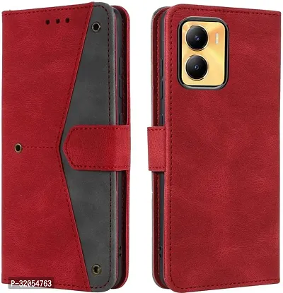 Vivo Y56 5G Flip Cover Rahishi Flip Cover Compatible for Vivo Y56 5G Executive Red, Magnetic Closure-thumb0