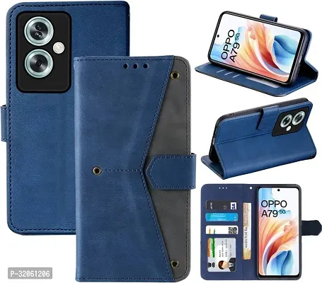 Oppo A79 5G Flip Cover Rahishi Flip Cover Compatible for Oppo A59 Cover, Executive Blue, Magnetic Closure