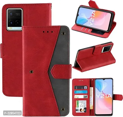 Vivo Y21A Flip Cover Rahishi Flip Cover Compatible for Vivo Y21A Executive Red, Magnetic Closure-thumb4