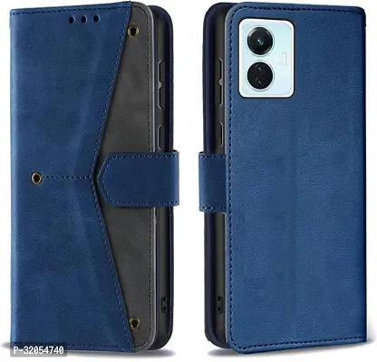 Vivo T1 44W Flip Cover Rahishi Flip Cover Compatible for Vivo T1 44W Executive Blue, Magnetic Closure