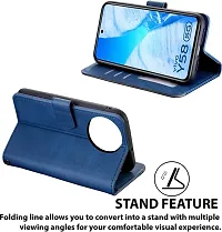 Rahishi Artificial Leather Flip Cover Compatible for Vivo Y38 5G vivo Y58 5G CPH2665 Designed Blue-thumb2