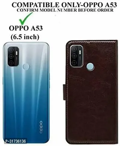 Classy Compatible for Oppo A53 Flip Cover Oppo A53 2020 Brown-thumb2