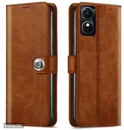 Rahishi Flip Cover Compatible for Oppo A17 Back Cover Soft Silicon Tpu Flip Cover Magnetic Brown-thumb0