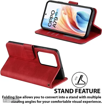 Oppo A79 5G Flip Cover Rahishi Flip Cover Compatible for Oppo A59 Cover, Executive Red, Magnetic Closure-thumb3