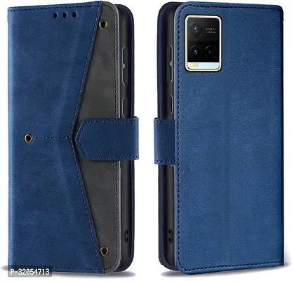 Vivo Y21G Flip Cover Rahishi Flip Cover Compatible for Vivo Y21G Executive Blue, Magnetic Closure