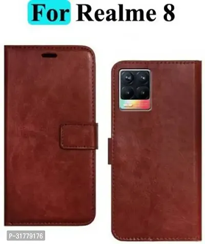 Rahishi Flip Cover Compatible for Realme 8 Back Cover Soft Silicon Tpu Flip Cover Brown