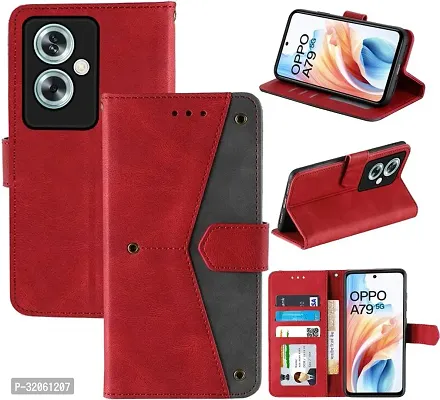 Oppo A79 5G Flip Cover Rahishi Flip Cover Compatible for Oppo A59 Cover, Executive Red, Magnetic Closure