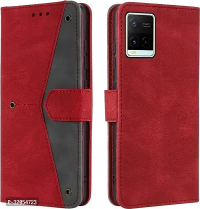 Vivo Y21A Flip Cover Rahishi Flip Cover Compatible for Vivo Y21A Executive Red, Magnetic Closure-thumb0