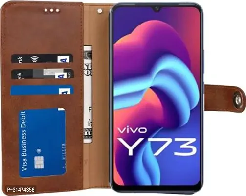 Rahishi Flip Cover Compatible for Vivo Y73 Brown-thumb5