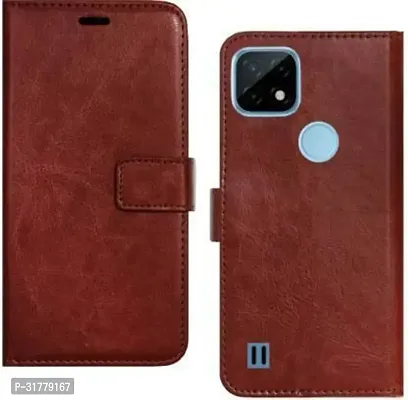 Rahishi Flip Cover Compatible for Realme C25Y Back Cover Soft Silicon Tpu Flip Cover Brown