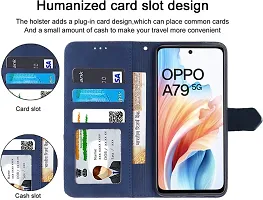 Oppo A79 5G Flip Cover Rahishi Flip Cover Compatible for Oppo A59 Cover, Executive Blue, Magnetic Closure-thumb1