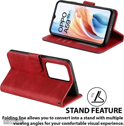 Oppo A59 Flip Cover Rahishi Flip Cover Compatible for Oppo A59 Cover, Executive Red, Magnetic Closure-thumb3