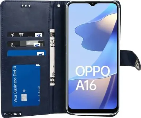 Rahishi Flip Cover Compatible for  Oppo A16 Blue-thumb5