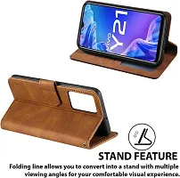 Vivo Y21 2021 Flip Cover Rahishi Flip Cover Compatible for Vivo Y21 2021 Executive Brown, Magnetic Closure-thumb2