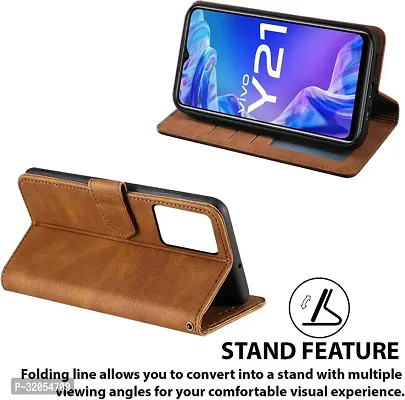 Vivo Y21 2021 Flip Cover Rahishi Flip Cover Compatible for Vivo Y21 2021 Executive Brown, Magnetic Closure-thumb3