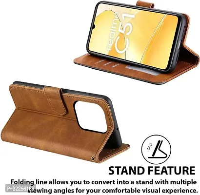 Stylish Artificial Leather Flip Cover for Realme C51-thumb3