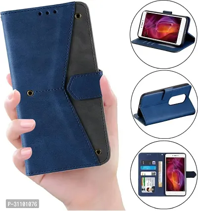 Rahishi Artificial Leather Flip Cover Compatible for Mi Redmi 8 Executive Blue, Magnetic Closure-thumb5