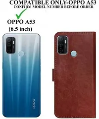 Classy Compatible for Oppo A53 Flip Cover Oppo A53 2020 Brown-thumb1