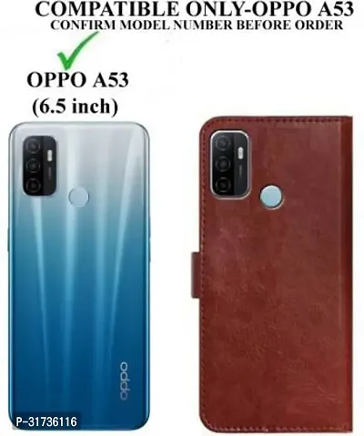 Classy Compatible for Oppo A53 Flip Cover Oppo A53 2020 Brown-thumb2