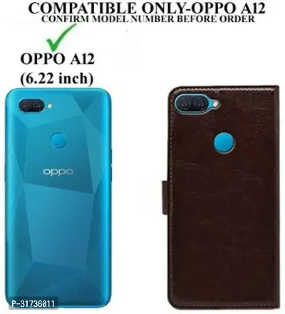 Rahishi Flip Cover Compatible for  Oppo A12 Brown-thumb2