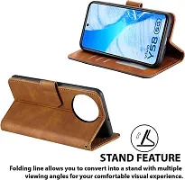 Rahishi Artificial Leather Flip Cover Compatible for Vivo Y38 5G vivo Y58 5G CPH2665 Designed Brown-thumb2