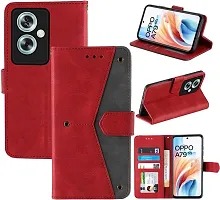 Oppo A79 Flip Cover Rahishi Flip Cover Compatible for Oppo A59 Cover, Executive Red, Magnetic Closure-thumb3