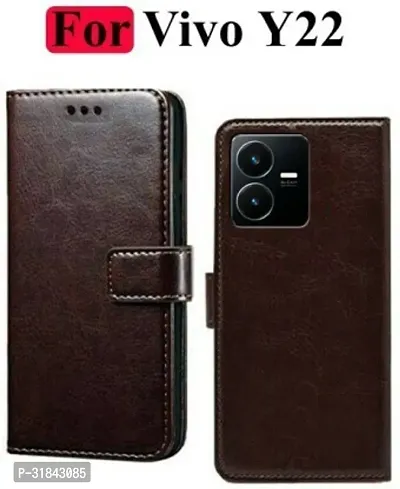 Rahishi Flip Cover Compatible for Vivo Y22 Back Cover Soft Silicon Tpu Flip Cover Coffee Brown