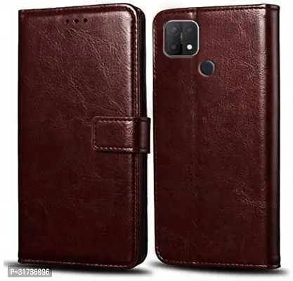 Rahishi Flip Cover Compatible for  Oppo A15s Brown-thumb0