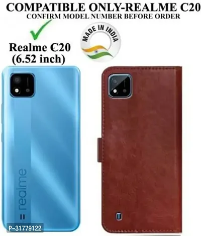 Rahishi Flip Cover Compatible for Realme C20 Back Cover Soft Silicon Tpu Flip Cover Brown-thumb2