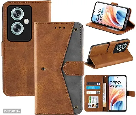 Oppo A79 Flip Cover Rahishi Flip Cover Compatible for Oppo A59 Cover, Executive Brown, Magnetic Closure-thumb4