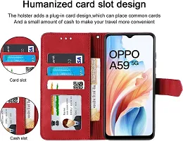 Oppo A59 Flip Cover Rahishi Flip Cover Compatible for Oppo A59 Cover, Executive Red, Magnetic Closure-thumb1