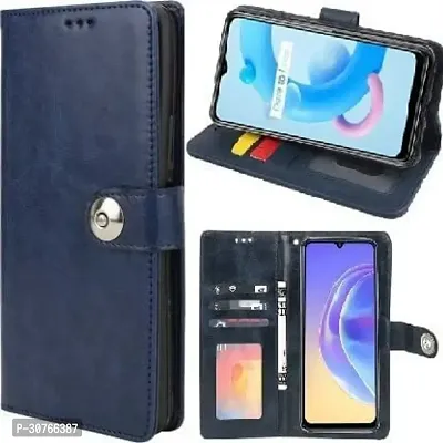 Rahishi Artificial Leather Flip Cover Compatible for Vivo Y38 5G vivo Y58 5G CPH2665 Magnetic Blue-thumb0