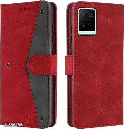 Vivo Y21 Flip Cover Rahishi Flip Cover Compatible for Vivo Y21 Executive Red, Magnetic Closure