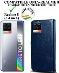 Rahishi Flip Cover Compatible for Realme 8 Back Cover Soft Silicon Tpu Flip Cover Blue-thumb1