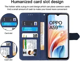 Oppo A59 Flip Cover Rahishi Flip Cover Compatible for Oppo A59 Cover, Executive Blue, Magnetic Closure-thumb1