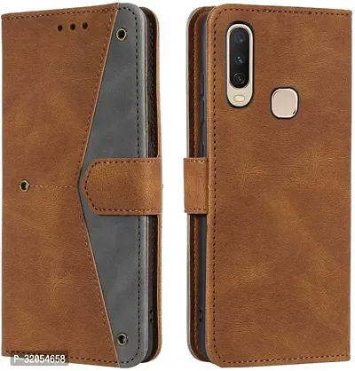 Vivo Y17 Flip Cover Rahishi Flip Cover Compatible for Vivo Y17 Executive Brown, Magnetic Closure-thumb0