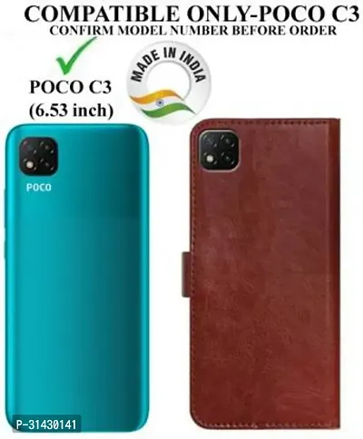 Trendy Flip Cover Compatible for POCO C3-thumb2