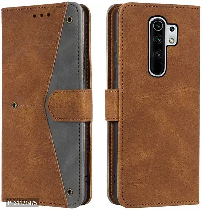 Flip Cover Compatible for Mi Redmi 9 Prime Flip Cover Redmi 9 Prime Back cover POCO M2 Flip Cover Redmi 9 Prime mobile back cover Xiaomi Redmi 9 Prime Flip Cover Executive Brown, Magnetic Closure-thumb0