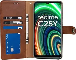 Rahishi Flip Cover Compatible for Realme C25Y Back Cover Soft Silicon Tpu Flip Cover Brown-thumb4