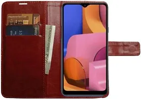 Flip Cover Compatible for Samsung Galaxy A20s Brown-thumb1