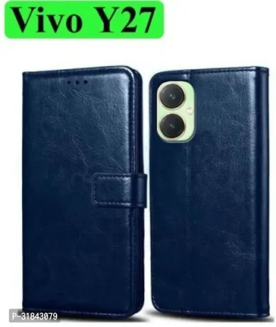 Rahishi Flip Cover Compatible for Vivo Y27 Back Cover Soft Silicon Tpu Flip Cover Navy Blue