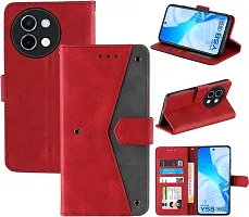 Rahishi Artificial Leather Flip Cover Compatible for vivo Y58 5G CPH2665 Designed Red-thumb3