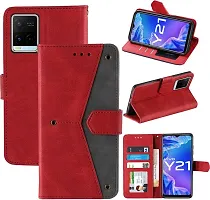 Vivo Y21 Flip Cover Rahishi Flip Cover Compatible for Vivo Y21 Executive Red, Magnetic Closure-thumb3