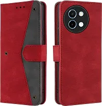 Rahishi Artificial Leather Flip Cover Compatible for Vivo Y38 5G vivo Y58 5G CPH2665 Designed Red-thumb3