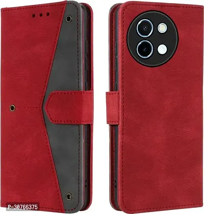 Rahishi Artificial Leather Flip Cover Compatible for Vivo Y38 5G vivo Y58 5G CPH2665 Designed Red-thumb4