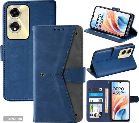 Oppo A59 Flip Cover Rahishi Flip Cover Compatible for Oppo A59 Cover, Executive Blue, Magnetic Closure