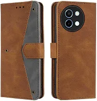 Rahishi Artificial Leather Flip Cover Compatible for Vivo Y38 5G vivo Y58 5G CPH2665 Designed Brown-thumb3