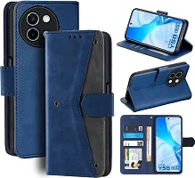 Rahishi Artificial Leather Flip Cover Compatible for vivo Y58 5G CPH2665 Designed Blue-thumb3